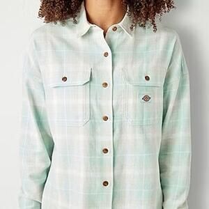 Dickies Womens Long Sleeve Loose Fit Button-Down Shirt XL